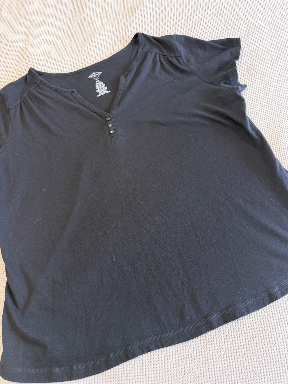St. John's Bay Black Short Sleeve Henley Tee